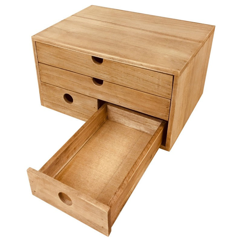 Wood Organiser 4 Drawers 33.3cm - Natural