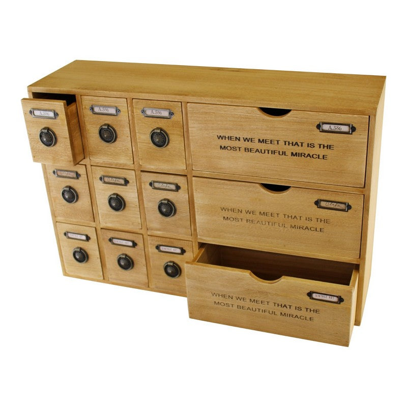 Wood Organiser 12 Drawers 59.5cm - Natural