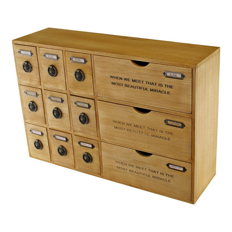 Wood Organiser 12 Drawers 59.5cm - Natural