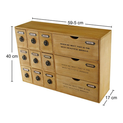 Wood Organiser 12 Drawers 59.5cm - Natural