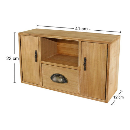 Wood Organiser 1 Drawers 3 Compartments 41cm - Natural