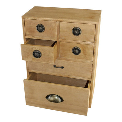 Wood Organiser 6 Drawers 41cm - Natural