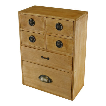 Wood Organiser 6 Drawers 41cm - Natural