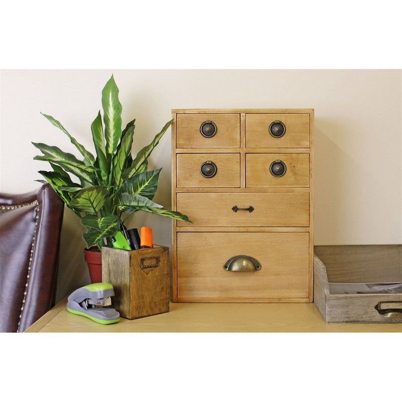 Wood Organiser 6 Drawers 41cm - Natural