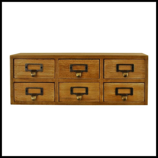 Wood Organiser 6 Drawers 36cm - Natural