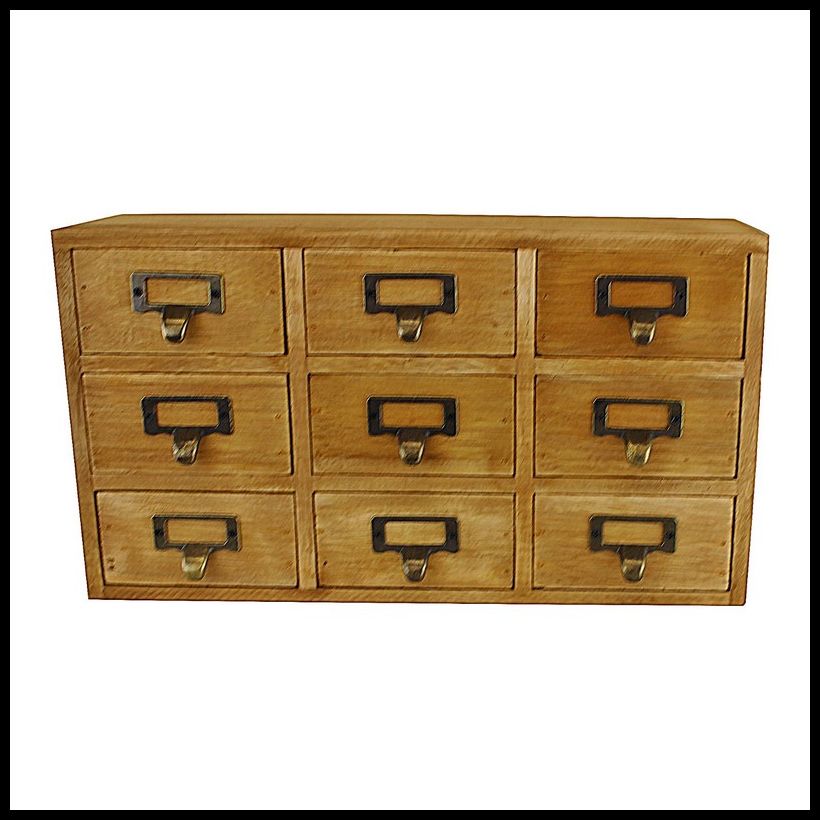 Wood Organiser 9 Drawers 36cm - Natural