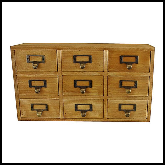 Wood Organiser 9 Drawers 36cm - Natural