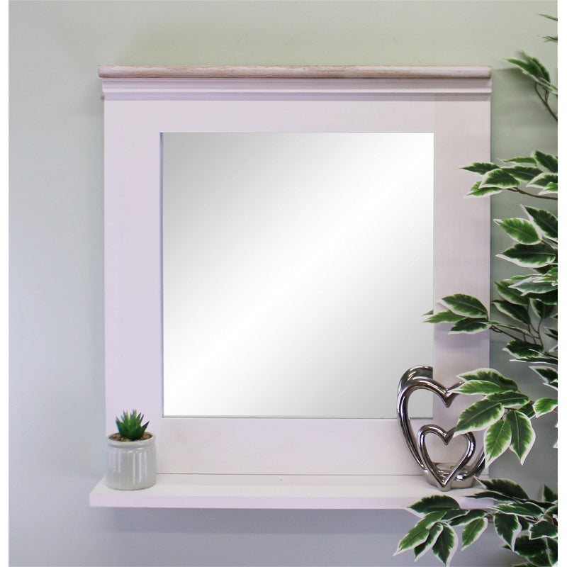 Natural Wall Mirror Wood Off-white 60cm