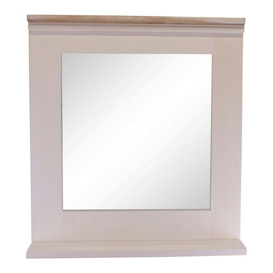 Natural Wall Mirror Wood Off-white 60cm