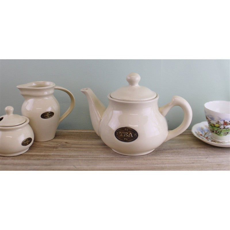 Country Cottage Teapot Ceramic Cream - 24cm