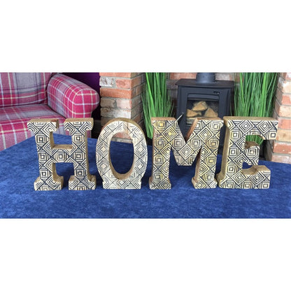 Home Letters Wood with Geometric Pattern - 189cm