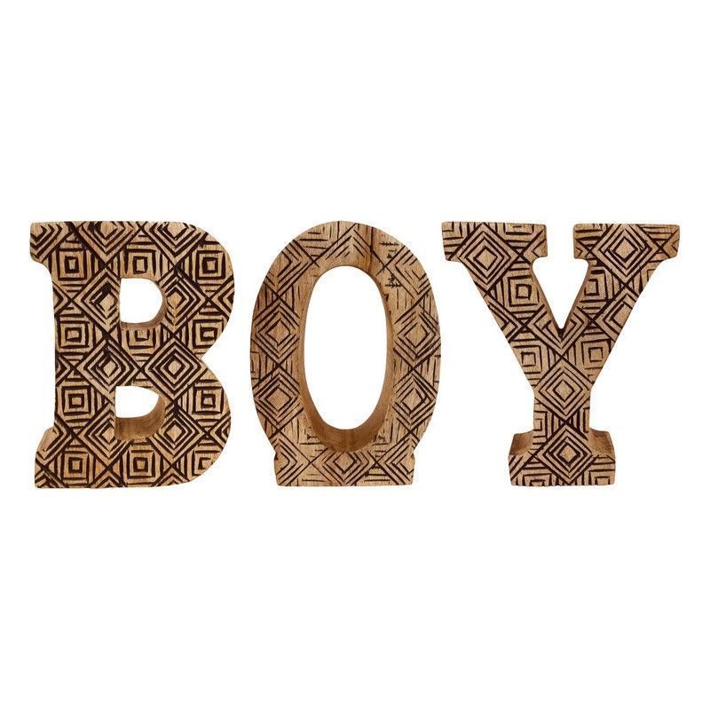 Boy Letters Wood with Geometric Pattern - 45.5cm