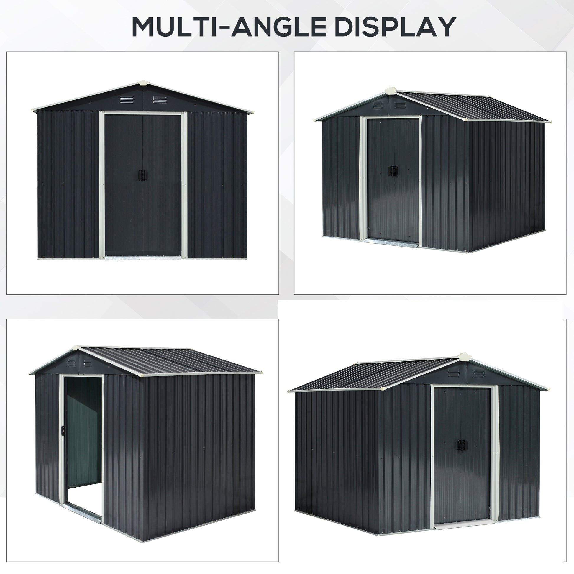 Galvanised 8 x 6' Sliding Double Door Apex Garden Shed With Ventilation Steeel Grey by Steadfast