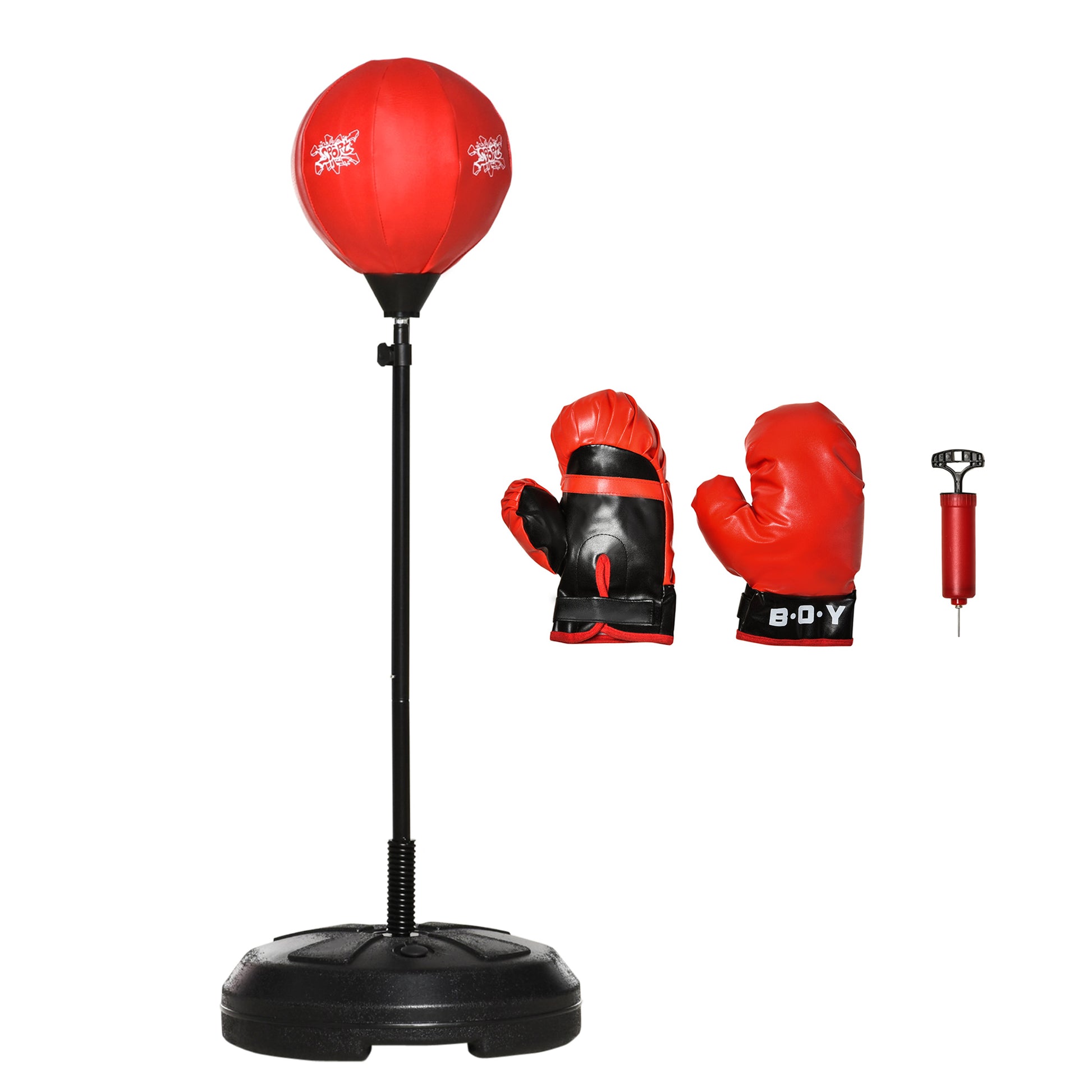 Homcom Free Standing Punching Ball Speed Boxing Bag with Gloves and Inflator for Kids