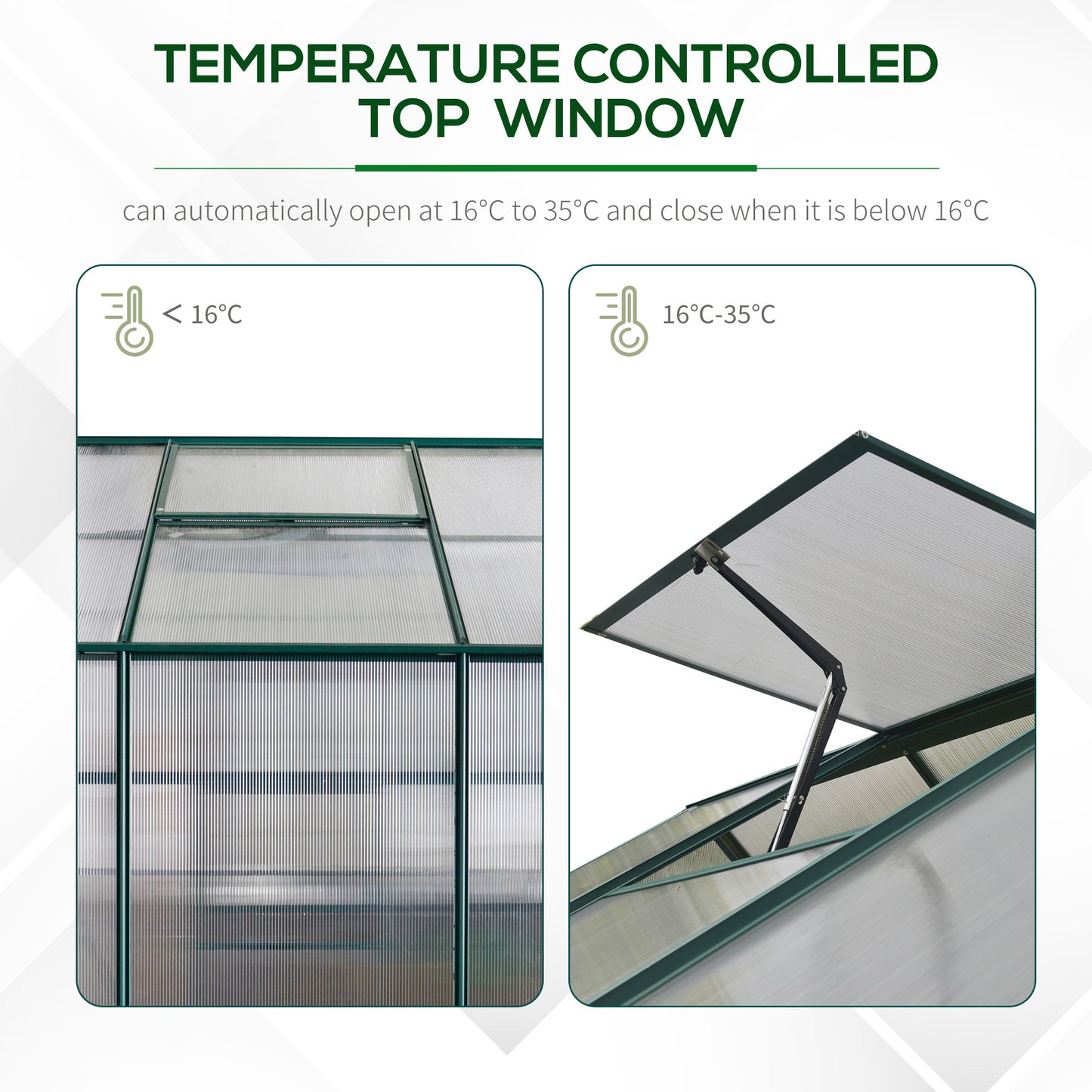 Outsunny Garden Walk-in Aluminium Greenhouse Polycarbonate with Plant Bed