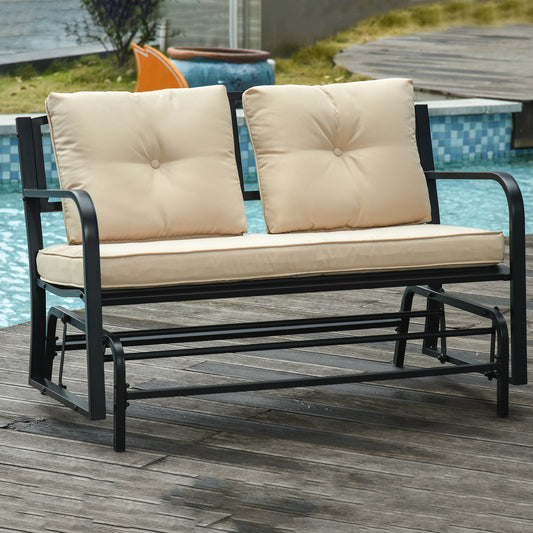 Outsunny 2-Person Outdoor Loveseat Glider Bench Rocking Chair for Patio