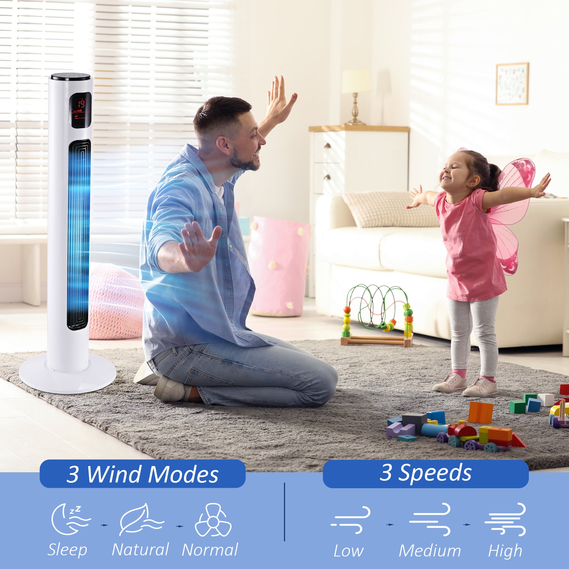 Homcom 38'' Freestanding Tower Fan