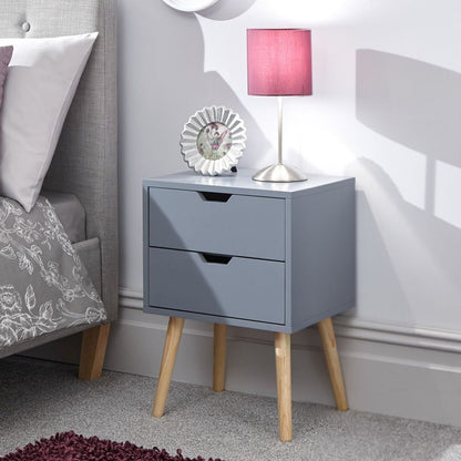 Nyborg Bedside Table Dark Grey 2 Drawers