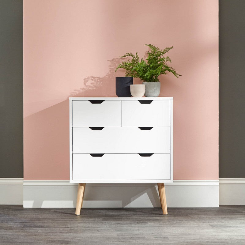 Nyborg Tall Chest of Drawers White 4 Drawers