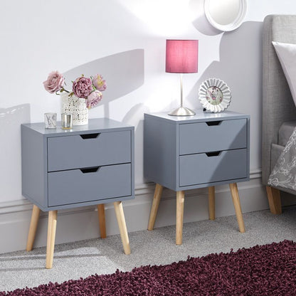 2 Nyborg Bedside Tables Dark Grey 2 Drawers