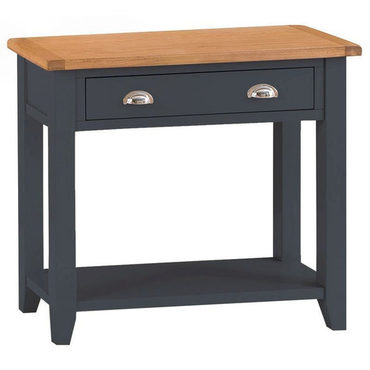 Aurora Midnight Console Table Oak 1 Shelf 1 Drawer