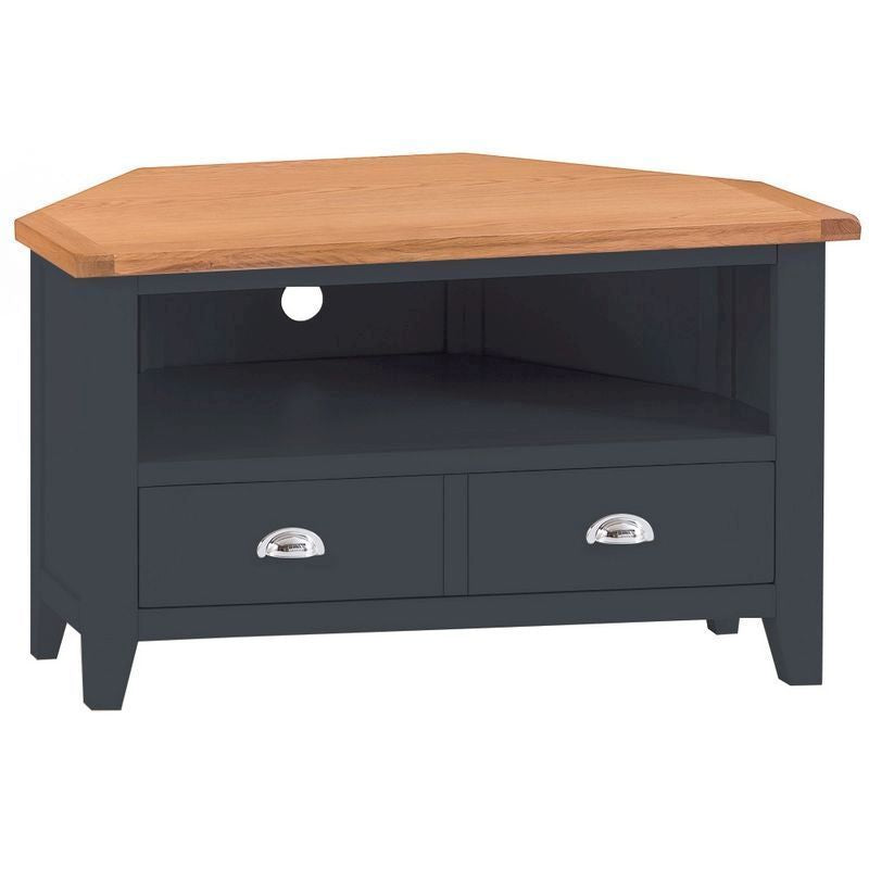 Aurora Midnight Corner TV Unit Oak 1 Shelf 1 Drawer