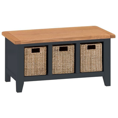 Aurora Midnight Bench Oak 3 Drawers