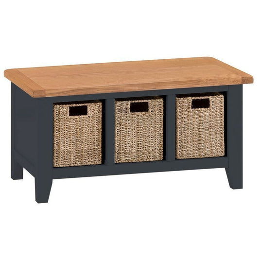 Aurora Midnight Bench Oak 3 Drawers