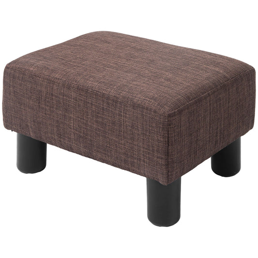 Linen Fabric Footstool Ottoman Cube with 4 Plastic Legs-0