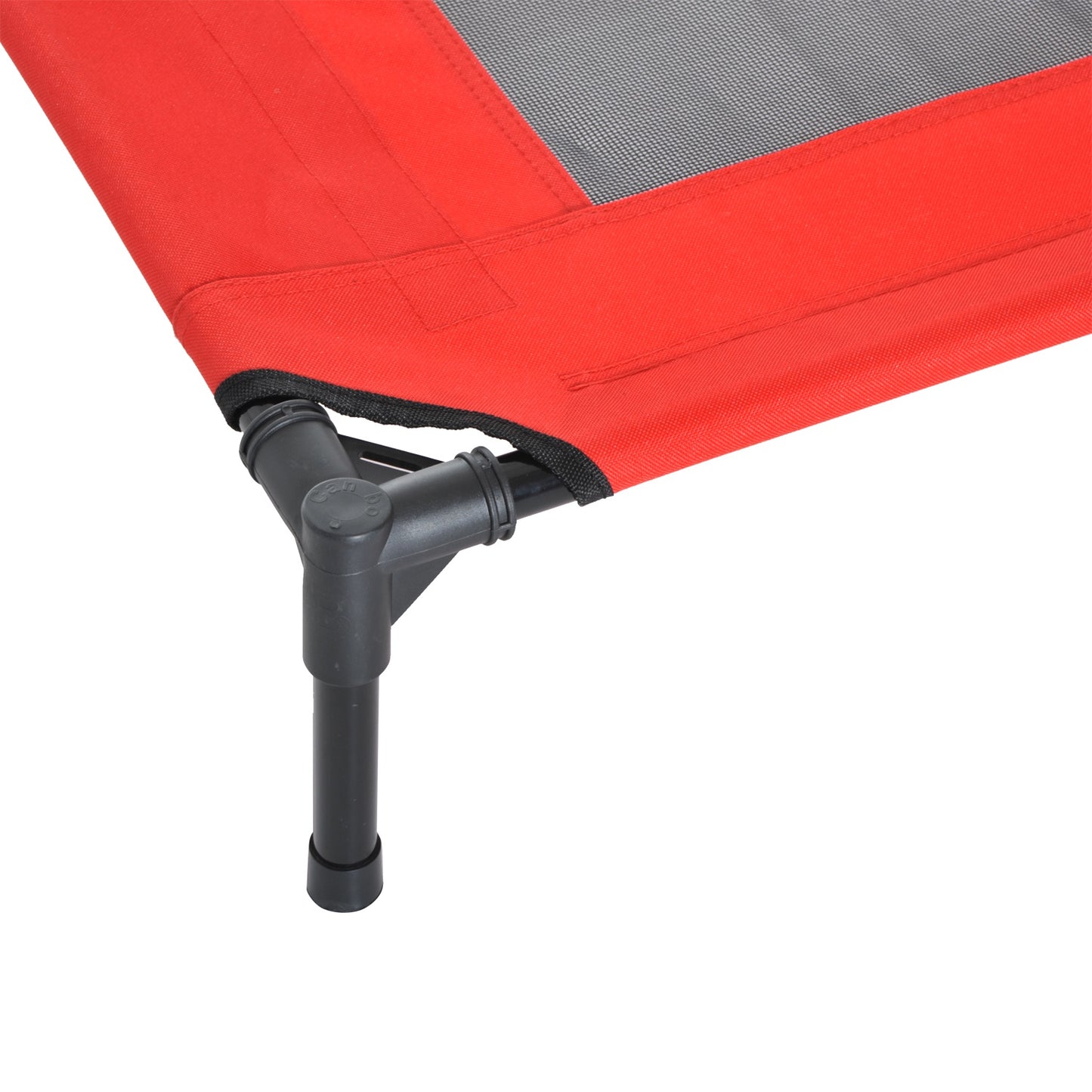 Pawhut Medium Elevated Pet Bed 76Lx61Wx18H cm-Black/Red