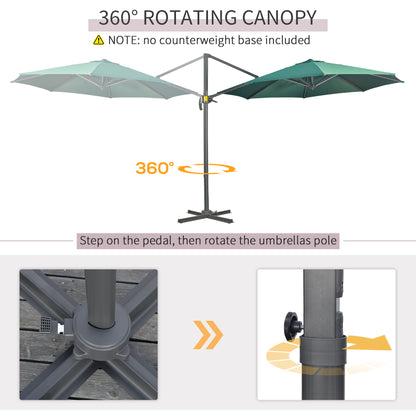 Outsunny 3m 360° Rotating Cantilever Parasol