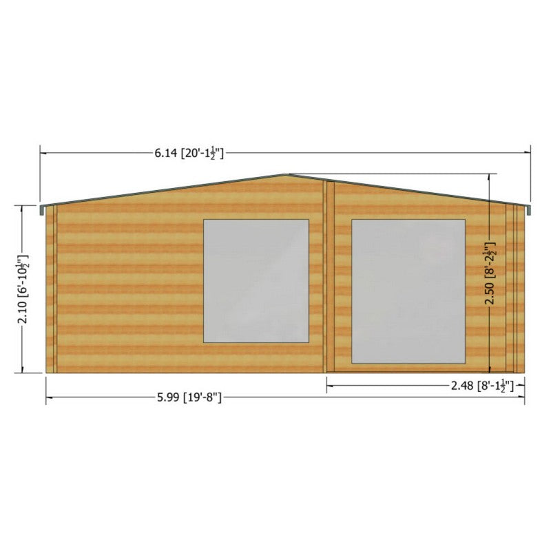 Shire New Forest 19' 4" x 12' 7" Apex Log Cabin - Premium 70mm Cladding Tongue & Groove