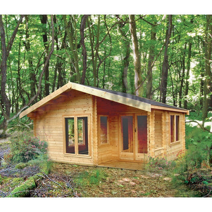 Shire New Forest 19' 7" x 12' 9" Apex Log Cabin - Premium 44mm Cladding Tongue & Groove with Assembly