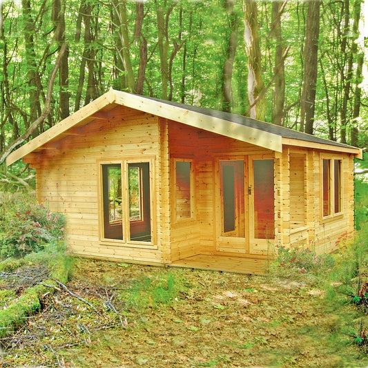 Shire New Forest 19' 7" x 12' 9" Apex Log Cabin - Premium 44mm Cladding Tongue & Groove with Assembly