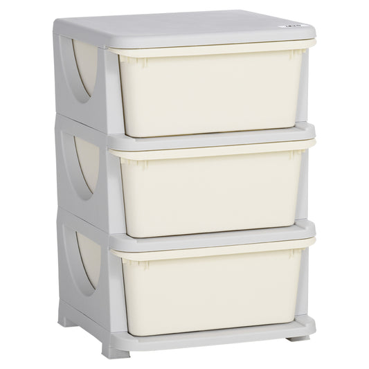 ZONEKIZ Kids Storage Units with Drawers 3 Tier Chest Vertical Dresser Tower Toy Organiser for Nursery Playroom Kindergarten White