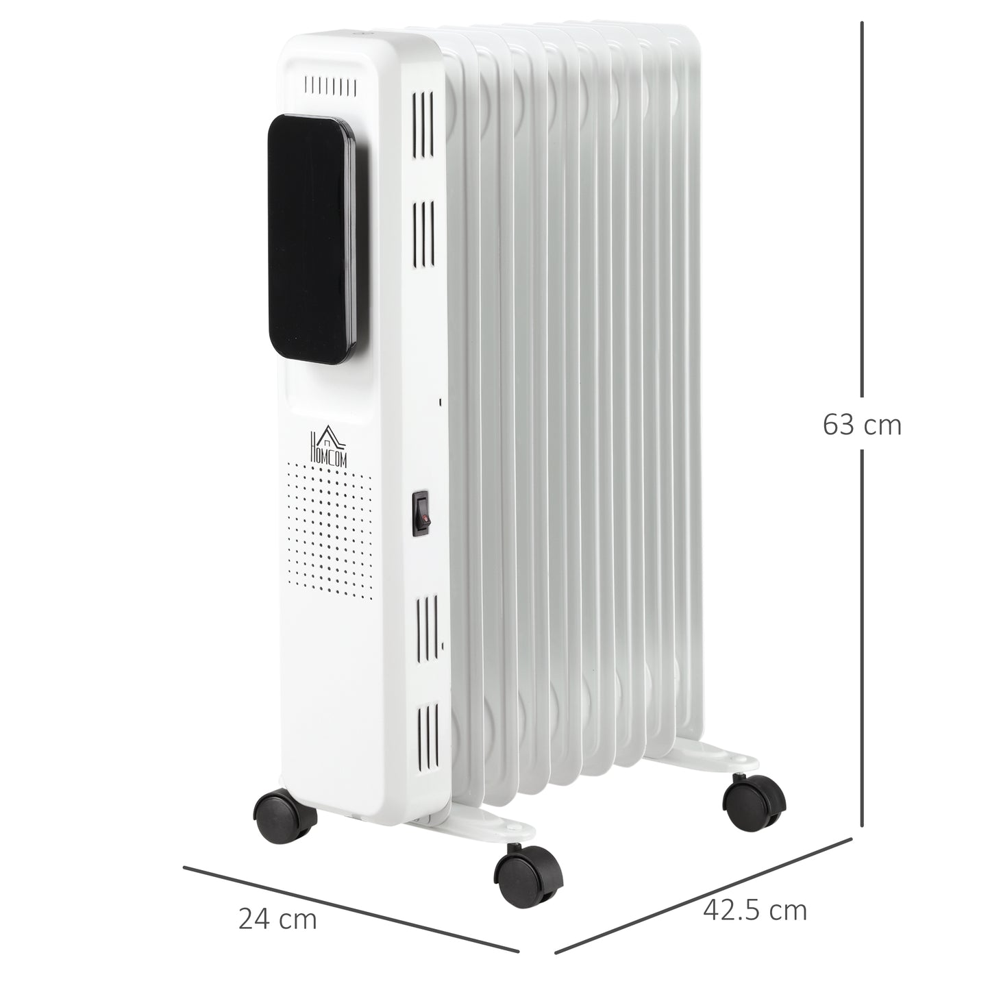 2180W 9 Fin Adjustable Oil Filled Radiator With Timer White by Homcom