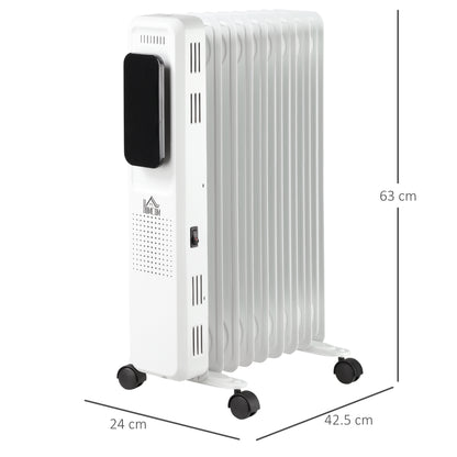 2180W 9 Fin Adjustable Oil Filled Radiator With Timer White by Homcom