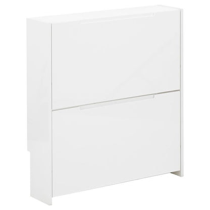 Narrow Shoe Storage White 2 Doors 2 Shelves