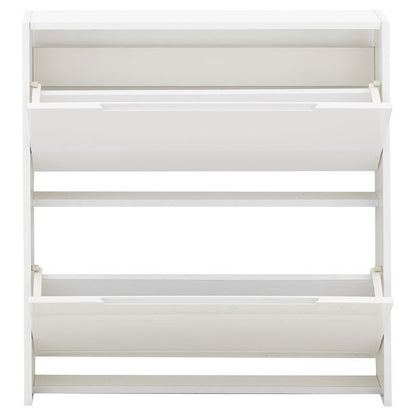 Narrow Shoe Storage White 2 Doors 2 Shelves