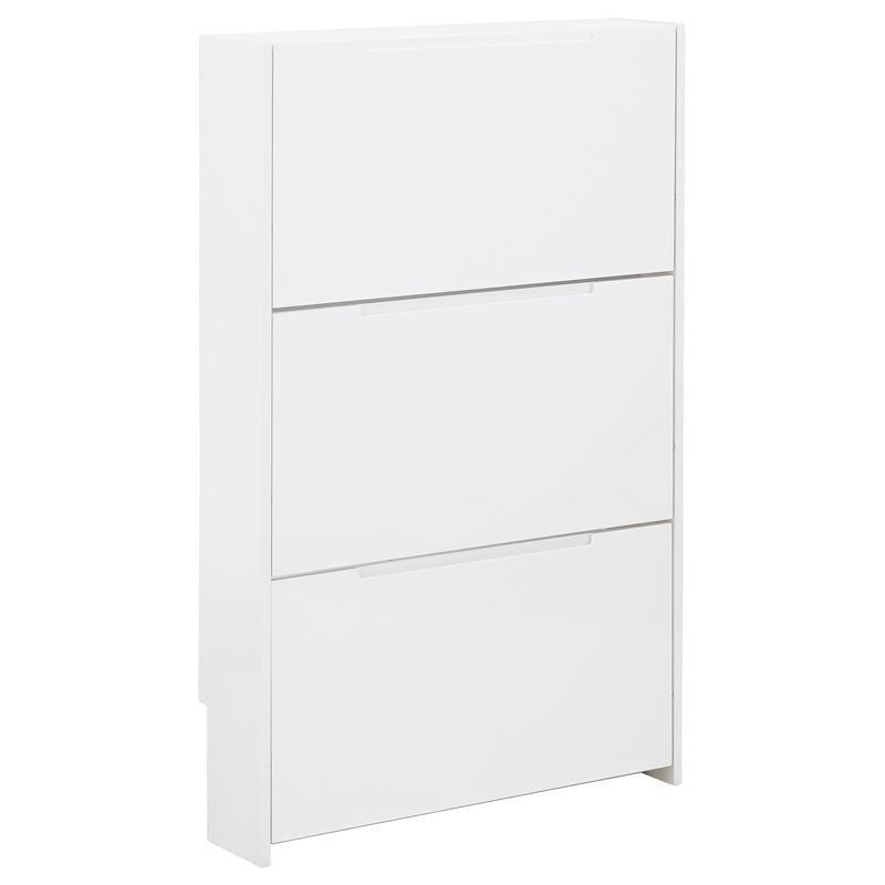 Narrow Tall Shoe Storage White 3 Doors 3 Shelves