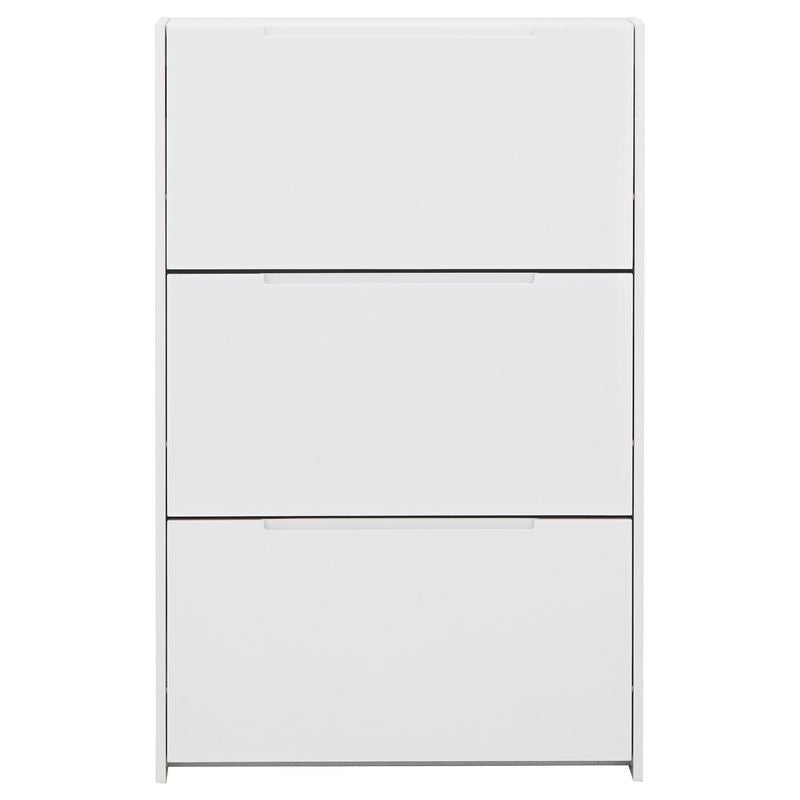 Narrow Tall Shoe Storage White 3 Doors 3 Shelves