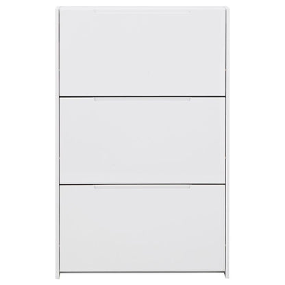 Narrow Tall Shoe Storage White 3 Doors 3 Shelves