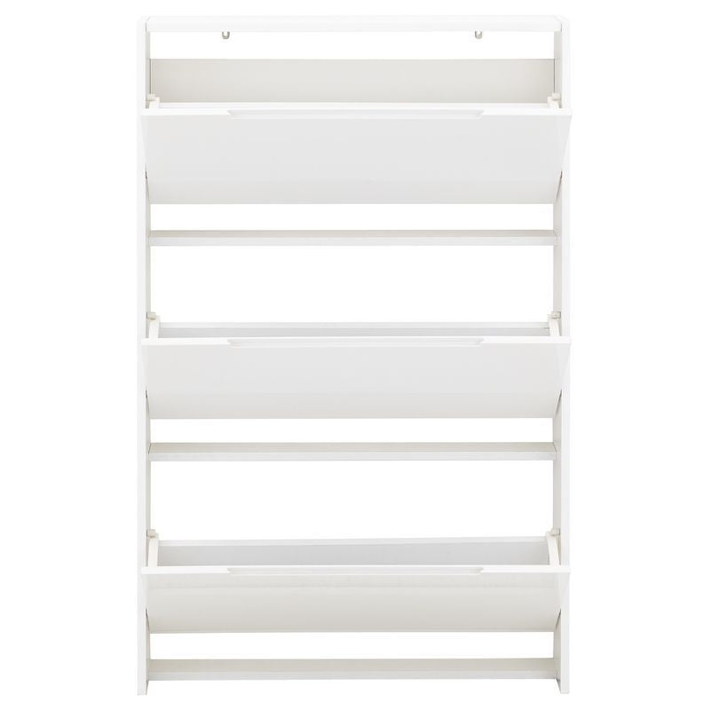 Narrow Tall Shoe Storage White 3 Doors 3 Shelves