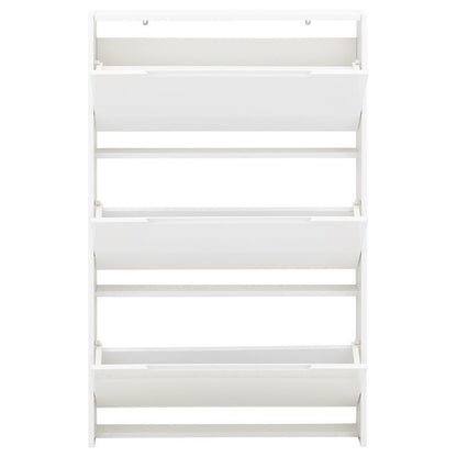 Narrow Tall Shoe Storage White 3 Doors 3 Shelves