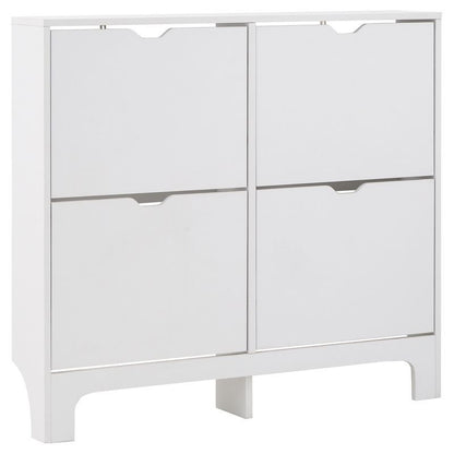 Narrow Large Shoe Storage White 4 Doors 4 Shelves