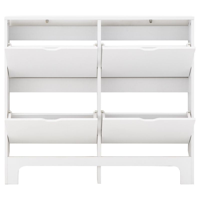 Narrow Large Shoe Storage White 4 Doors 4 Shelves