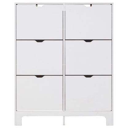 Narrow Tall Shoe Storage White 6 Doors 6 Shelves