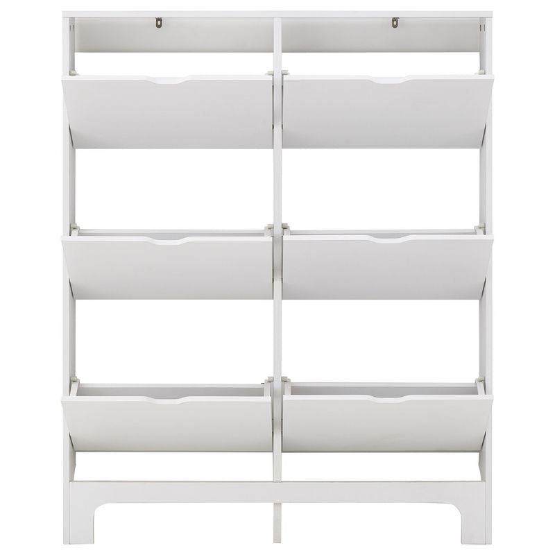 Narrow Tall Shoe Storage White 6 Doors 6 Shelves