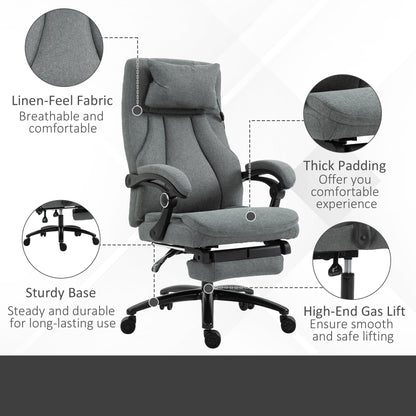 Vinsetto Office Chair 2-Point Removable Vibration Massage Pillow Executive Ergonomic Usb Power Adjustable Height 360 Swivel Grey