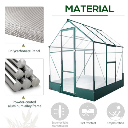 Outsunny Garden Walk-in Aluminium Greenhouse Polycarbonate with Plant Bed